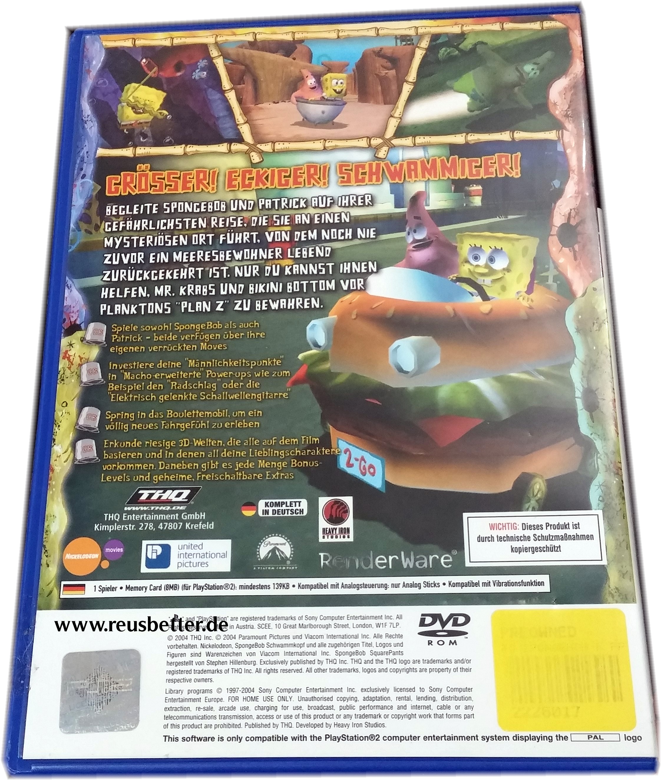 SpongeBob Schwammkopf Spiel Der Film Sony PS2